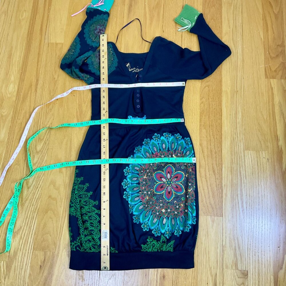 Desigual Dress Colorful Beaded Cotton Black (M) - Picture 10 of 11